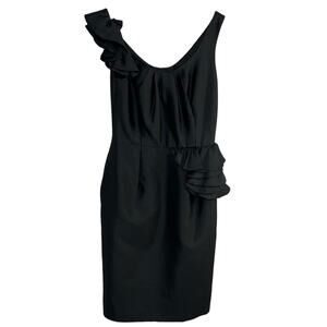 Kirribilla Size 6 Black Silk Ruffle Detailed Sleeveless Aphrodite Cocktail Dress